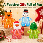4Pcs Christmas Squishies Toy, Shiny Slow Rising Squeeze Squishy Toys with Soft Body, Fidget Stress Ball, Santa, Snowman,Reindeer,Christmas Tree, Stocking Stuffers, White Elephant Gift for Kids Teens