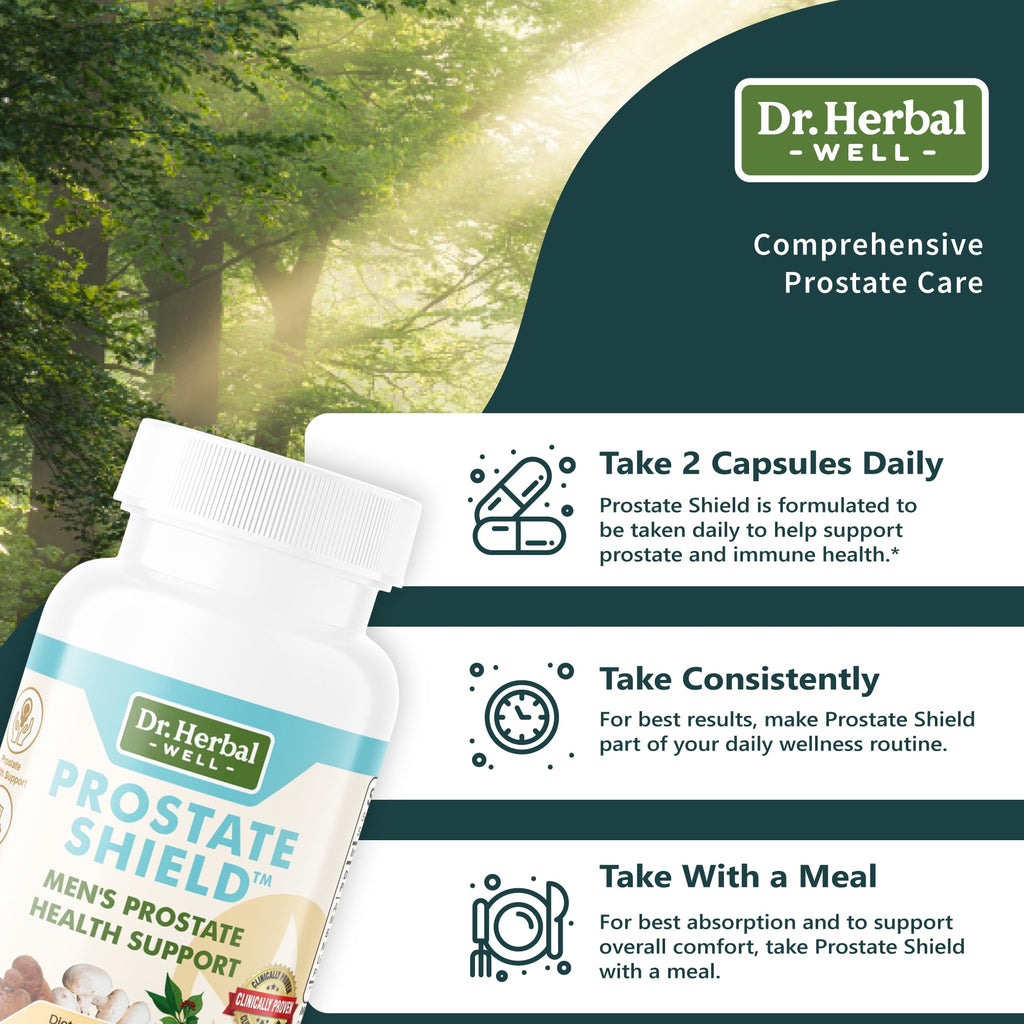 DR. HERBAL WELL Prostate Shield – Clinically Tested Immune-Boosting 100% Natural No Added Vitamins Minerals or Sugar