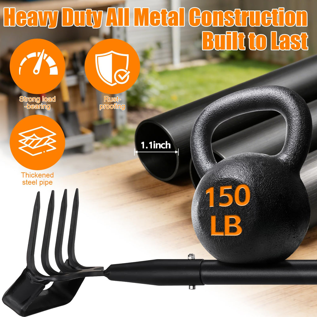 Garden Hoe, 62 Inch Weed Tool, Long Soil Tiller Cultivator, Heavy Duty Metal Stirrup Hoe Garden Tool Weeder Scraper Rake for Flower Beds, Patio, Garden Cultivating Loosening Soil Weeding Digging
