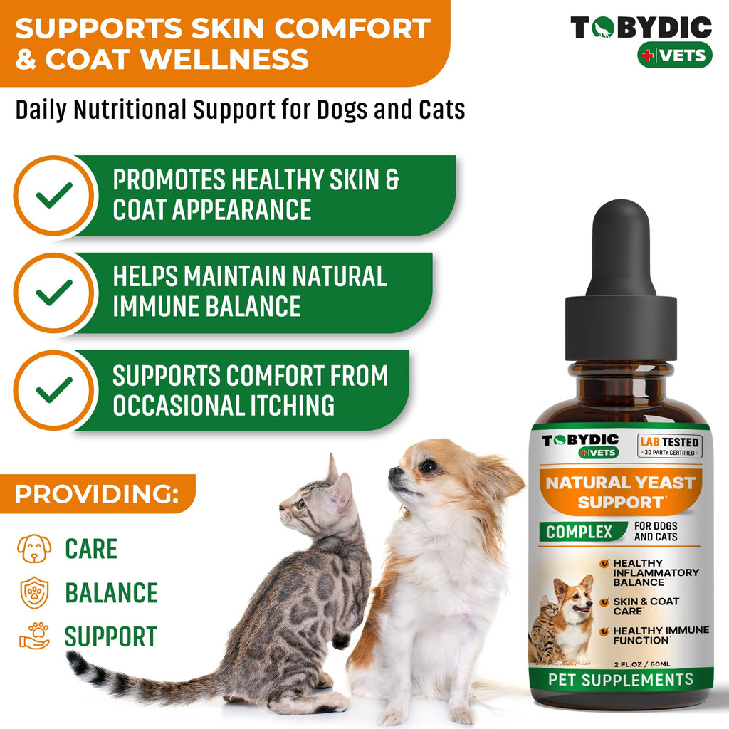 Natural Cats & Dog Yeast Infection Relief - Itchy Skin & Ear Treatment - Reduces Irritation & Relieves Itching and Allergy - Herbal Medicine Drops Supplement - Made in USA