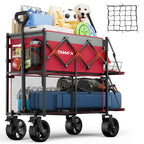 DUHKOI Double Decker Collapsible Wagon with Brakes,Compact with Tailgate