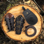 Berenlu 3 PCS Renaissance Accessories, Viking Renaissance Belt Medieval Vintage Belt Pouch and Leather Bracers, Enhance Your Halloween Renaissance Cosplay with Medieval Accessories (Black)