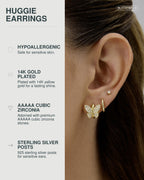 PAVOI Huggie Earrings, 14K Gold Plated, Yellow Gold, Size 14.5 Millimeters