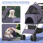 Magshion Foldable Pet Stroller, 3-in-1 Dog Travel Jogger with Detachable Carrier, Cup Holder, Storage Basket, Folding Carrier for Small/Medium Dogs & Cats Up to 33 lbs, Plaid