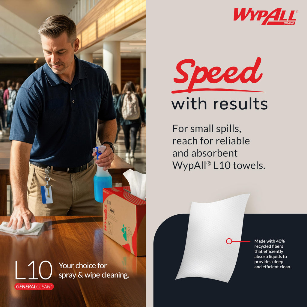 WypAll GeneralClean L10 Light Cleaning Towels, 18 x 125 Sheets (05320)
