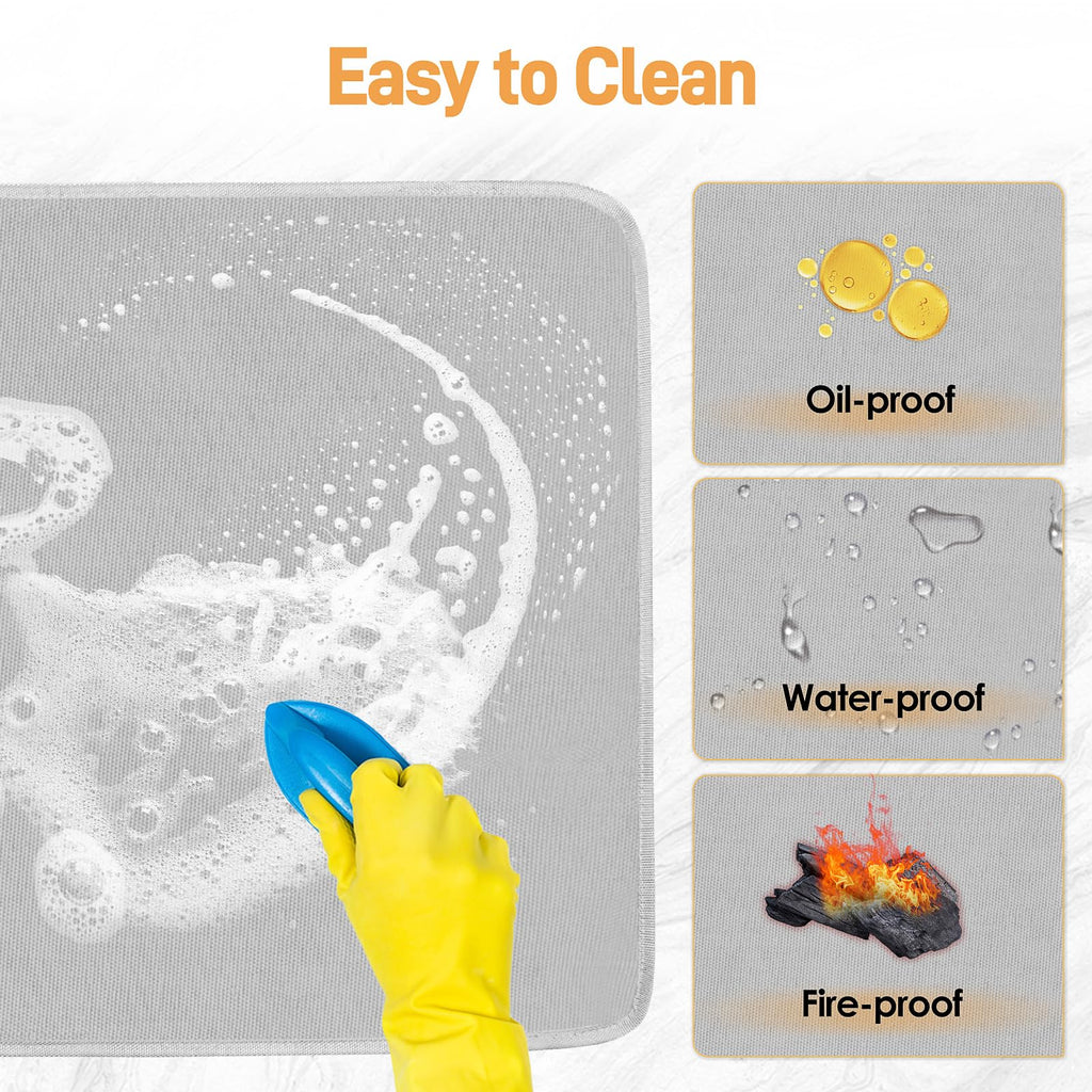 Amerbro Heat Resistant Mats for Countertop - Firproof 16x24 in Heat Resistant Mats for Air Fryer - Kitchen Countertop Protector for Air Fryer, Coffee Maker, Stand Mixer, Toaster, Oven 2PCS - Grey