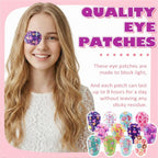 Panelee 120 Pcs Adhesive Eye Patches for Kids Girls Toddler Eye Patches Bulk Breathable Material, Light Blocking Cotton Colorful and Fun Designs Adhesive Bandages for Girls, 12 Styles