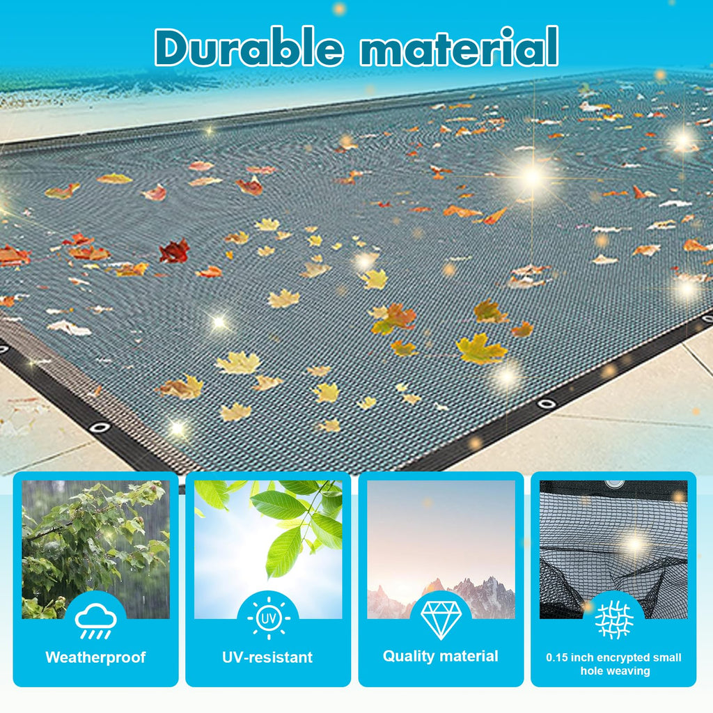 20x40 Ft Pool Leaf Net Cover For Inground Pools/Above Ground, Durable Black Mesh Swimming Pool Leaf Net Cover With Rope For Leaves and Debris, Tear Resistant, UV Resistant, and Reatherproof (20×40 Ft)