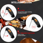 TempPro TP605 Instant Read Meat Thermometer for Cooking, Waterproof Digital Food Thermometer with Large Backlit LCD, Kitchen Thermometer for Grilling, Smoking & Candy Making (Previously ThermoPro)