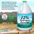 Nature's Freedom 12% Hydrogen Peroxide, Food Grade H2O2 and Purified Water Only, 4 Gallons Solution
