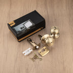 NCSEN 3 Pack Gold Door Knobs,Interior Door Knob with Lock,Coastal Style Satin Brass Door knob for Privacy and Bedroom