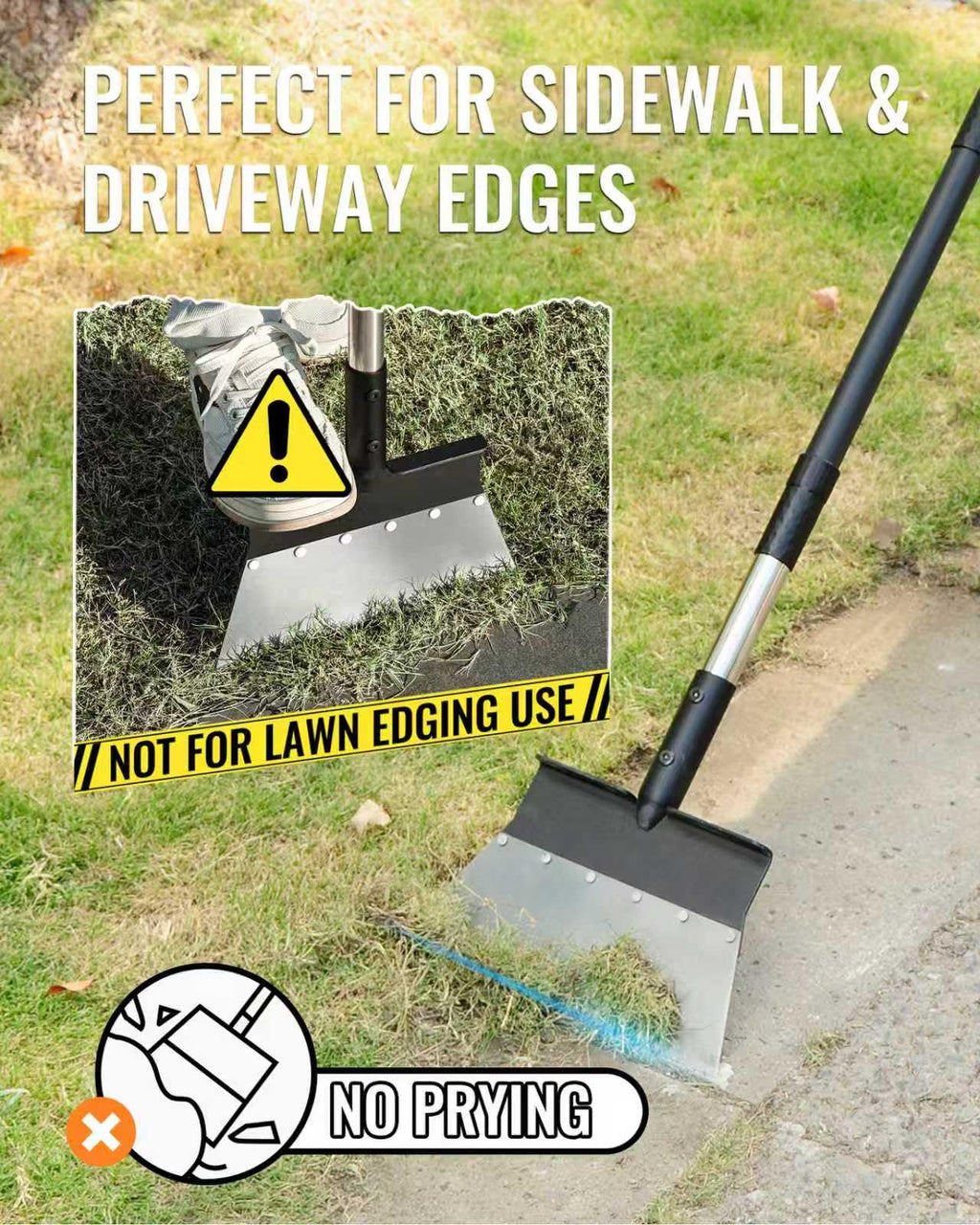 Garden Flat Shovel, Heavy Duty Multifunctional Cleaning Shovel with 60" Adjustable Long Handle, Metal Floor Scraper Tool for Weeding, Scraping, Ice & Snow Removal, Driveway, Sidewalk, Garden, Outdoor