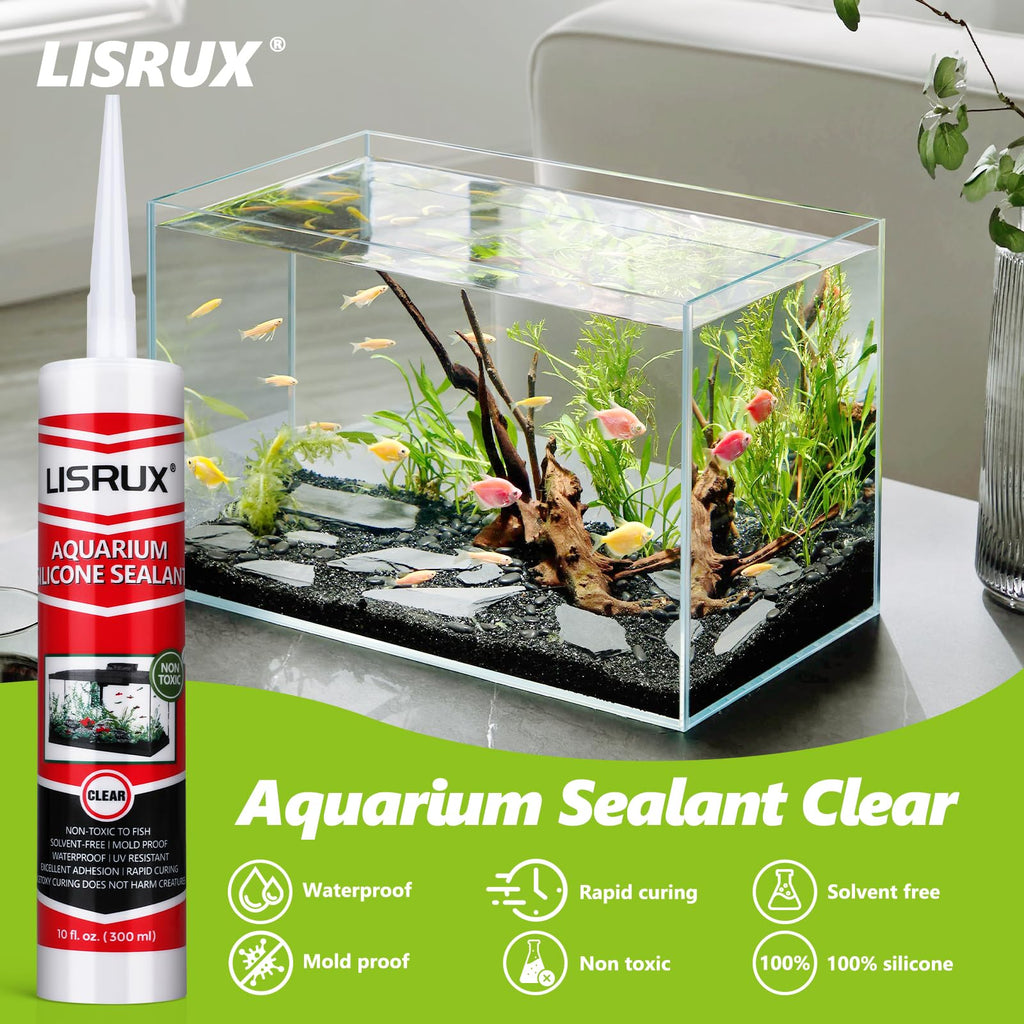 12 Pack Aquarium Silicone Clear Sealant, High Elasticity, Safe for Fish,Fast Curing Waterproof Aquarium Safe Silicone,10 Fl Oz Non-Toxic Fish Tank Safe Sealant,Strong Adhesion