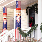 Chumia 2 Pcs 4th of July Decorations Patriotic Uncle Column Wraps 108 x 54" Independence Day Porch Pillar Covers Outdoor for Memorial Veterans Labor Day Stars and Stripes Post Yard Signs