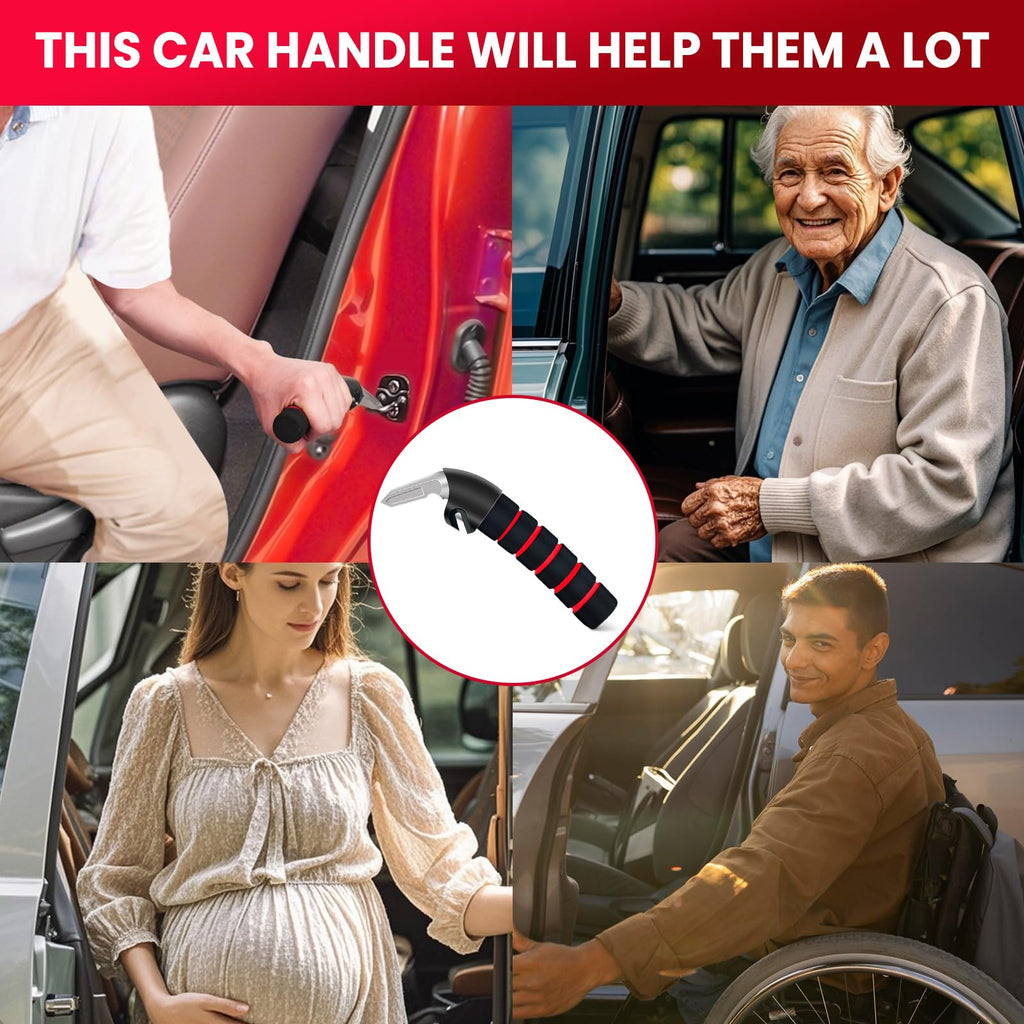 KOUNATSURI 2Pack Car Door Handle for Elderly Car Handle Assist Support Multifunction Handle for Elderly and Handicapped (Red)