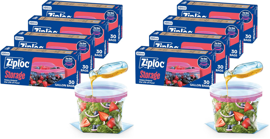 Ziploc Gallon Food Storage Bags, 120ct Total, Stand-Up Bottom, Easy to Fill (Pack of 2)
