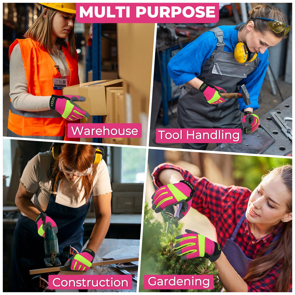 HANDLANDY Work Gloves for Women, Breathable Gardening Glove for Yard Maintenance, Hand Protection with Touch Screen for Gardeners, Farmers, Landscapers and Movers