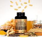 PRIME NATURAL Sea Moss 300mg Black Seed Oil 200mg Ashwagandha 100mg Turmeric Bladderwrack Burdock Manuka Honey Dandelion ACV - 120 Capsules | 60 Days Supply | Vegan
