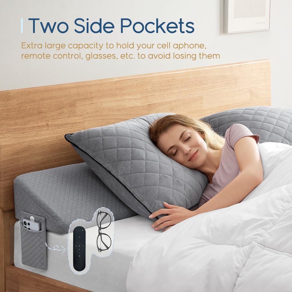 Homemate King Size（76"x10"x6"） Bed Wedge Pillow for Headboard - Upgraded Bed Gap Filler King Between Mattress and Headboard - Wedge headboard Pillow - Grey
