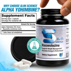 Slim Science Rauwolscine Yohimbine HCL Dietary Supplement - 3mg Per Capsule, 90 Capsules Once a Day | Supports Energy, Focus, Performance and Healthy Metabolism
