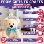 16x24 Shrink Wrap Bags for Gifts – 50 Pcs Clear Heat Shrink Wrap for Father’s Day Packaging, Works with Hair Dryer at Medium Temperature – Neat Storage for Clothing, Cosmetics, Boxes & Bulky Items