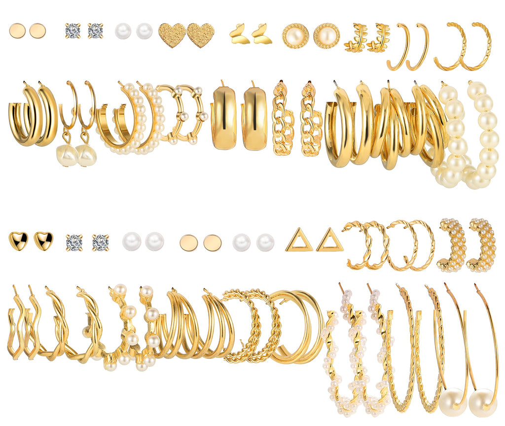 FAXHION 36 Pairs Gold Earrings Set for Women
