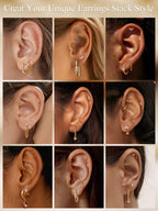 Sanfenly Stud Earrings Small Hoop Earrings Set for Women Gold Pink CZ