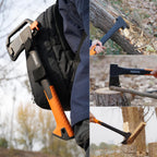 X17 Wood Splitting Axe, 24” Camping Outdoor Hatchet for Wood Splitting and Kindling, Forged Carbon Steel Heat Treated Hand Maul Tool, Nylon Hollow Handle Shock Reduction Handle