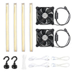 LUVCOSY 4 Pack T5 Grow Light Strips + 2 Pack USB Fans for Indoor Plants, Accessories Set for Indoor Greenhouse Cabinet for IKEA, Full Spectrum Sunlight Grow Lamp & Silent Portable Cooling Fan-ALL IN 1