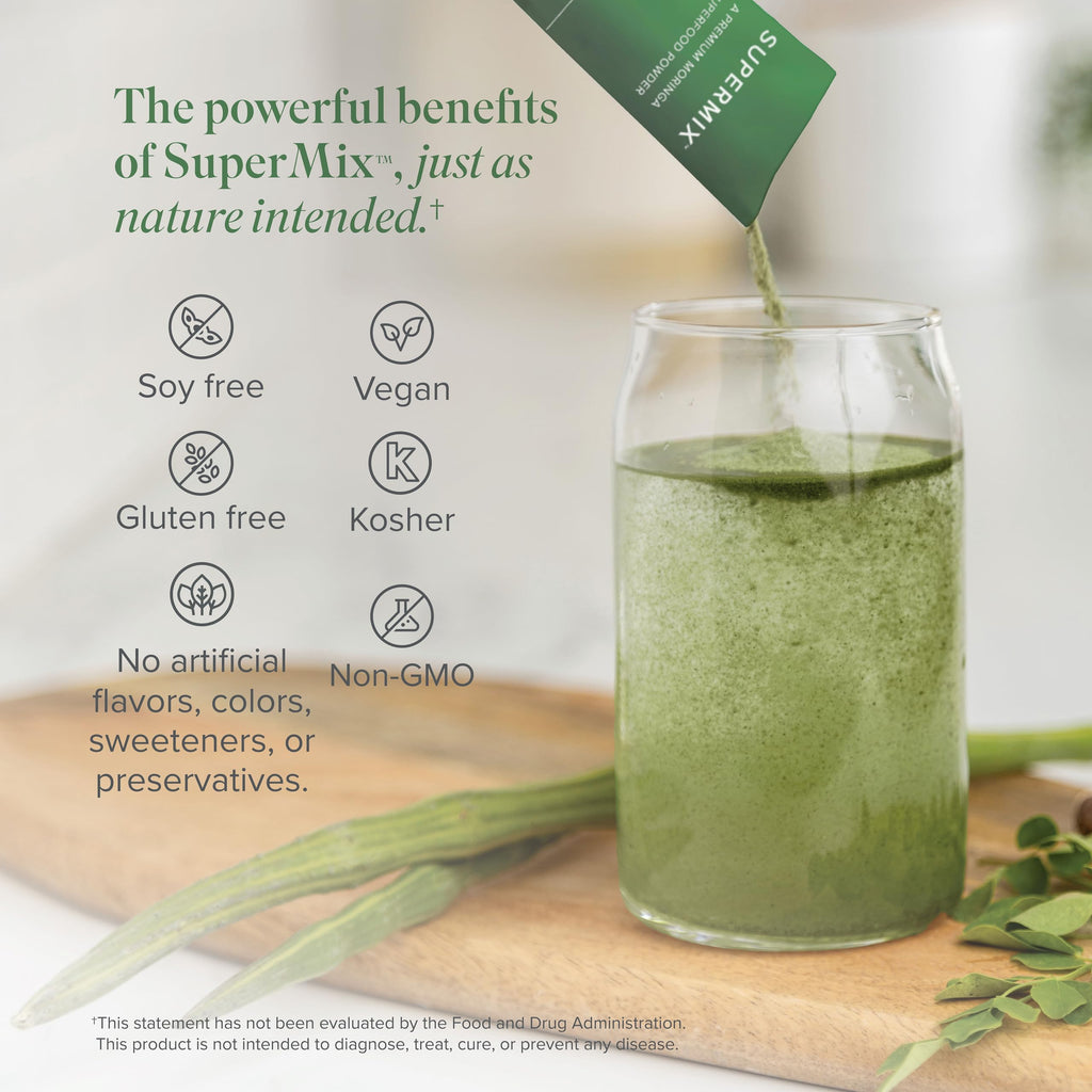 Isagenix SuperMix - Premium Moringa Superfood Powder with Phytonutrients - Convenient Individual Serving Packets - 32 Servings - Tropical Fruit Flavor