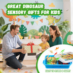 Pakimio Dinosaur Sensory Sand Kit, Lidded Dino Sensory Bin Sandbox for Kids