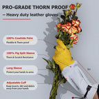 GLOSAV Cactus Garden Gloves- Real Puncture Proof, Thorn proof, Women & Men, Long Leather, Heavy Duty, Great for Gardening, Rose Pruning, Cacti Trimming, Weeding, Pull Thistle, Plant (Large)