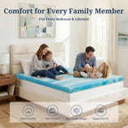Mattress Topper Queen, 3 Inch Gel Memory Foam Bed Topper for Queen Size Bed, CertiPUR-US Certified, Blue