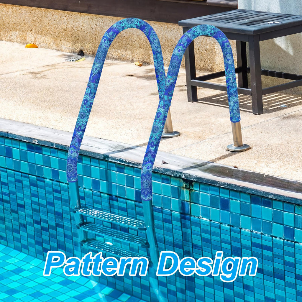 Junkin Pool Handrail Cover 8 ft Swimming Pool Ladder Hand Rail Cover with Zippers Slip Resistant Railing Mandala Rail Grip for Inground Pools Swimming Hand Railing