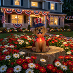 TERESA'S COLLECTIONS 4th of July Puppy Decorations with Solar Light, Memorial Day Resin Garden Dog Figurine for Home, Patriotic Independence Day USA 250th Anniversary Outdoor Yard Porch Gift Decor 8"