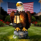 Jesokiibo 250th Anniversary USA Bald Eagle Statue with Solar Light, USA 250th Anniversary Merchandise Garden Decor Sculptures Statues Outdoor, Yard & Lawn Figurine,Bald Eagle Gift for Men