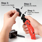 REXBETI 12-Pack Folding Pocket Utility Knife, SK2 Box Cutter, 32 Blades