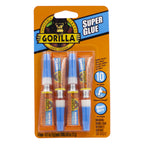 Gorilla Super Glue, Fast‑Setting, Impact‑Tough All‑Purpose Adhesive with Anti-Clog Cap, 4-3 g Tubes, (Pack of 1) - Clear
