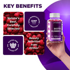 Vitamatic Biotin Gummies 10,000 mcg for Stronger Hair, Skin & Nails - 60 Vegan Gummies - Also Called Vitamin B7 (6 Bottles)