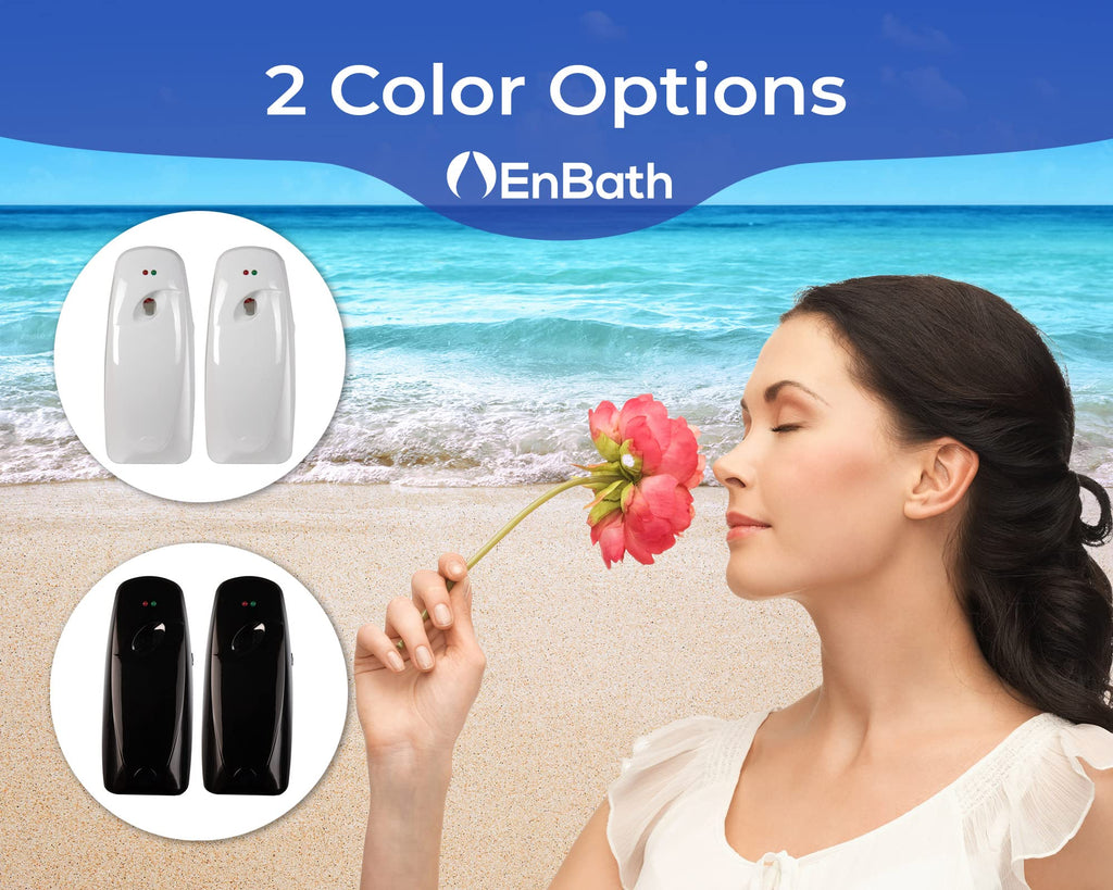 Automatic Air Freshener Spray Dispenser (2-Pack) Wall Mounted or Free Standing, Commercial and Home Use, Multiple Time Scent/Mist Release Settings for Room/Restroom Sprayer (Black)
