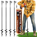 40 Inch Ground Anchor Stakes Heavy Duty – Extra Long Fully Welded Screw in Auger Ground Anchors for Deep Hold Tie Down Outdoor Structures, Earth Anchors for Shed Canopy Tent Yard, Sandy Soil, 4 Pack