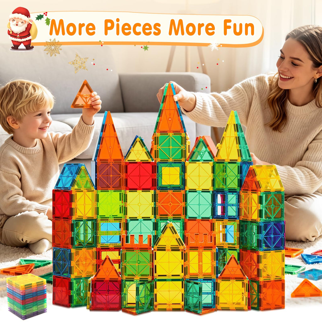 NVHH 100PCS Magnetic Tiles Blocks for Kids Ages 3-5 4-8 STEM Learning Toys