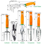 UKOKE Garden Tool Set, 12 Piece Aluminum Hand Tool Kit, Garden Canvas Apron with Storage Pocket, Outdoor Tool, Heavy Duty Gardening Work Set with Ergonomic Handle, Gardening Tools for women men