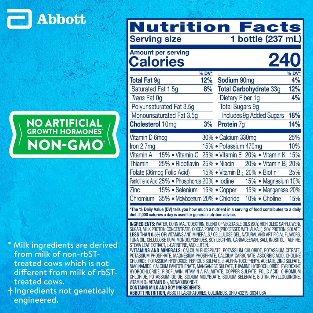 PediaSure Grow & Gain with Immune Support, 27 Vitamins & Minerals for Kids, 7g Protein, Non-GMO, Gluten-Free, Chocolate, 8-fl-oz Bottle, Pack of 24