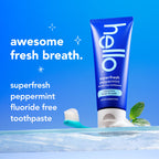 Hello Superfresh Natural Peppermint Fluoride Free Toothpaste for Bad Breath, 5 Oz, Minty Bad Breath Toothpaste, SLS Free, Vegan, Helps Whiten Teeth by Removing Surface Stains (Pack of 3)