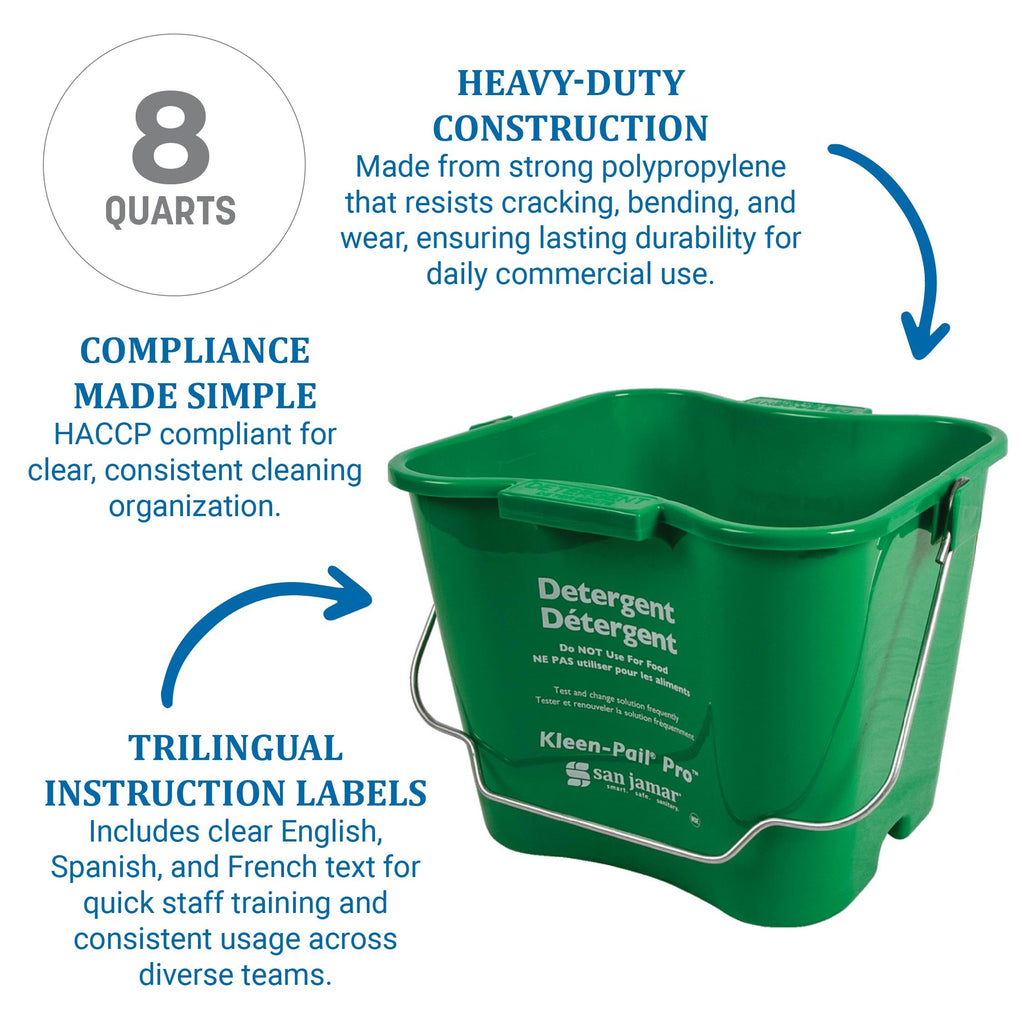 San Jamar Kleen-Pail® Plastic Pro Cleaning Bucket 8 Quarts Green