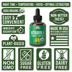 USDA Organic Vitamin A Liquid Drops Supplement - Vegan High Bioavailability for Eye, Skin + Bone Health - for Adults, Men, Women, Kids - Vit A Oil Retinyl Palmitate - Gluten Free, Zero Sugar 1 fl oz