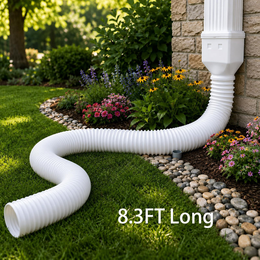 Extra 8.3ft Long Gutter Downspout Extensions Flexible, 4" Diameter Drain Downspout Extender, Down Spout Drain Extender for Rainwater Drainage