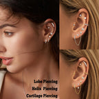 LOFITOR Gold Flat Back Earrings for Women Surgical Stainless Steel Set