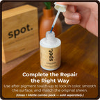 Dark Brown Wood Stain Repair Kit, Brush-On Touch-Up Stain Bottles, Provincial, Dark Walnut, Ebony, Red Mahogany, Interior and Exterior Wood, 4 fl oz Total by spot.